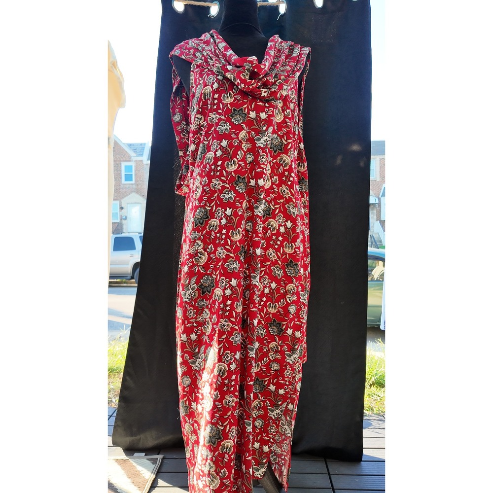 Making the Cut Red Floral Multi-Way Wrap Maxi Dress NWT